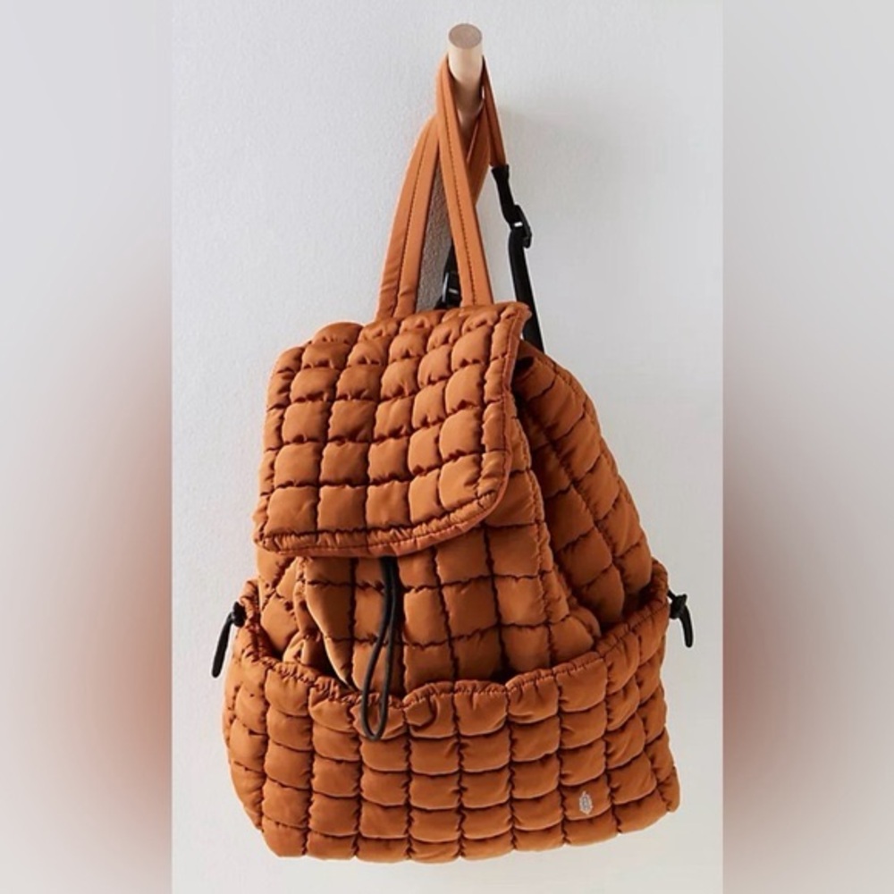 BNWT Free People Quilted Puffer Backpack - coffee bronze